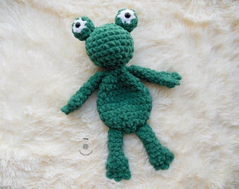 CROCHET PATTERN - Frog Lovey Snuggler Stuffed Easy PDF English