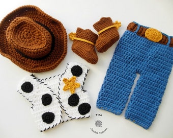 CROCHET PATTERN - Cowboy Baby Costume | Cowboy Photo Prop | Crochet Halloween Costume | Sizes Newborn - 12 months