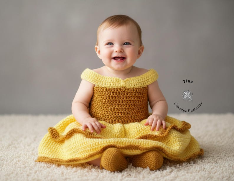 HÄKELANLEITUNG Baby Prinzessin Outfit: Kleid, Schuhe, Halloween-Kostüm, Fotorequisite, PDF | Grössen 0–12 Monate Bild 8