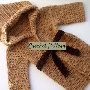 SCHEMA ALL'UNCINETTO per Cardigan con cappuccio per neonati Vestaglia all'uncinetto per neonati Accessorio fotografico per neonati Modello facile per una giacca per neonati Taglie per baby shower 0-12 mesi