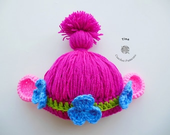 CROCHET PATTERN | Princess Poppy Hat, Troll Wig, Halloween Beanie, Photo Prop, Shower Gift, PDF Download, Easy | Sizes from Baby to Adult