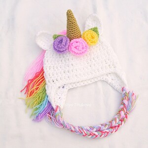 MOTIF AU CROCHET | Bonnet licorne, chapeau animal d'hiver, chapeau d'Halloween, accessoire photo, cadeau de douche, PDF, facile | Tailles de bébé à adulte image 9