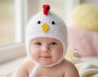 CROCHET PATTERN - Chicken Hat, Easter Hat, Photo Prop, Shower Gift, Sizes from Baby to Adult