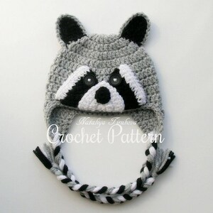 CROCHET PATTERN | Raccoon Hat, Winter Earflap Hat, Halloween Hat, Photo Prop, Shower Gift, PDF Download, Easy | Sizes from Baby to Adult image 8