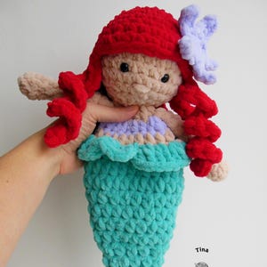 CROCHET PATTERN - Mermaid Lovey, Mermaid Snuggler, Crochet Stuffed Doll, Amigurumi Mermaid Design, DIY Plush Toy, Easy Beginner Pattern