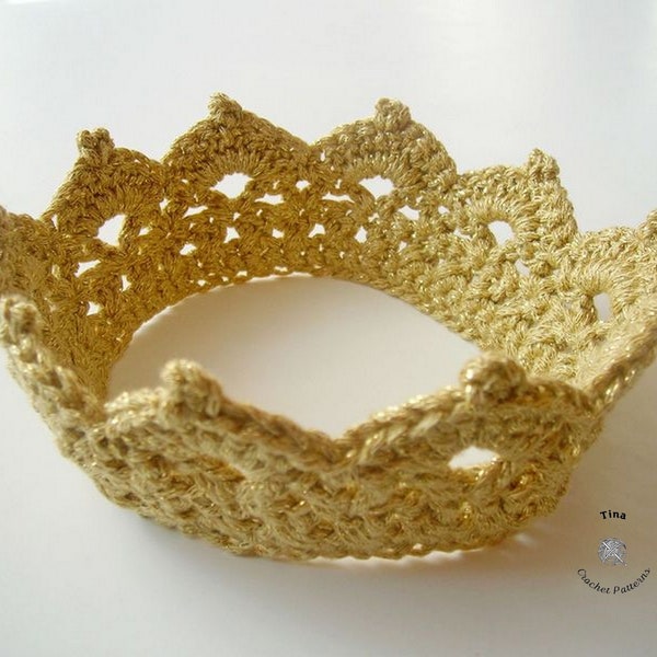 MOTIF AU CROCHET - Couronne de princesse | Couronne de princesse au crochet | Diadème au crochet | Accessoire photo bébé fille | Tailles de bébé à adulte