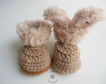 CROCHET Baby Booties PATTERN | Bunny Baby Booties | Crochet Fur Shoes | Winter Baby Uggs | Easy Crochet Pattern | Sizes 0 - 12 months