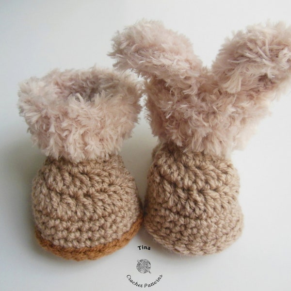 CROCHET Baby Booties PATTERN | Bunny Baby Booties | Crochet Fur Shoes | Winter Baby Uggs | Easy Crochet Pattern | Sizes 0 - 12 months