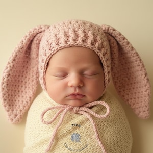 CROCHET PATTERN Baby Easter Bunny Bonnet, Rabbit Hat, Photo Prop, Shower Gift, PDF Download, Easy | Sizes 0–3 | 3–6 Months
