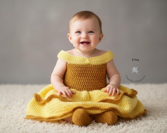 HÄKELANLEITUNG Baby Prinzessin Outfit: Kleid, Schuhe, Halloween-Kostüm, Fotorequisite, PDF | Grössen 0–12 Monate