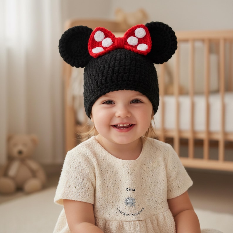 CROCHET PATTERN | Mouse Beanie, Halloween Animal Hat, Photo Prop, Shower Gift, PDF Download, Easy | Sizes from Baby to Adult image 1