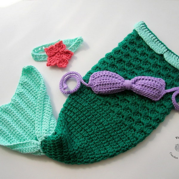 Costume Crochet Sirène Pour Nouveau-né - Fait Main, Photo Shooting, Layette
