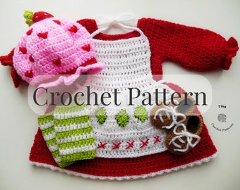 CROCHET PATTERN - Strawberry Birthday Outfit | Crochet Baby Halloween Costume | Baby Girl Photo Prop | Sizes Newborn - 12 months