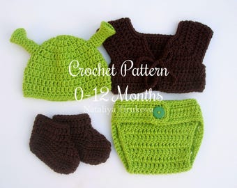 CROCHET PATTERN - Baby Boy Halloween Costume, Photo Prop, Shower Gift, Sizes 0-12 Months