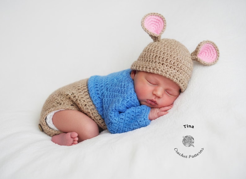 CROCHET PATTERN | Baby Kangaroo Outfit: Hat and Romper, Photo Prop, Halloween Costume, Shower Gift, PDF Download | Sizes 0–12 Months image 10