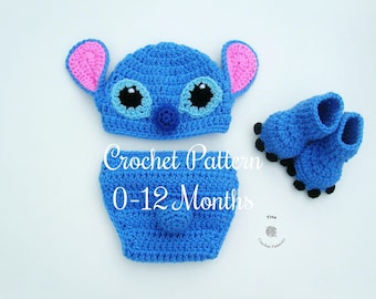 CROCHET PATTERN Baby Stitch Outfit: Hat, Diaper Cover, Booties, Photo Prop, Halloween Costume, Shower Gift, PDF Download | Sizes 0–12 Months