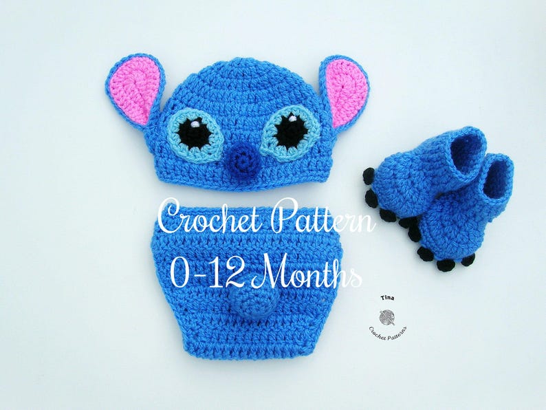 CROCHET PATTERN Baby Stitch Outfit: Hat, Diaper Cover, Booties, Photo Prop, Halloween Costume, Shower Gift, PDF Download | Sizes 0–12 Months image 1