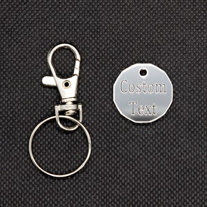 Personalised Name Word Keyring Trolley Cart Wedding Party Token Fob Gifts Keytag