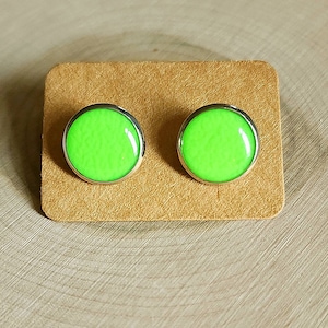 Neon Green Studs, Stud Earrings, Green Stud Earrings, Green Studs, Lime Green