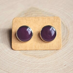 Dark Purple Earrings, Purple Studs, Earrings, Stud Earrings, 10 mm earrings, 10 mm studs, Eggplant, Gift for her, hypoallergenic