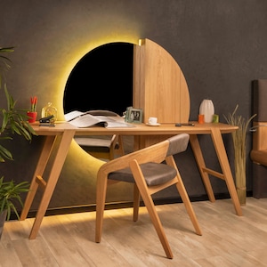 Wooden Makeup Vanity Table With Mirror and Lights modesta. Etsy UK