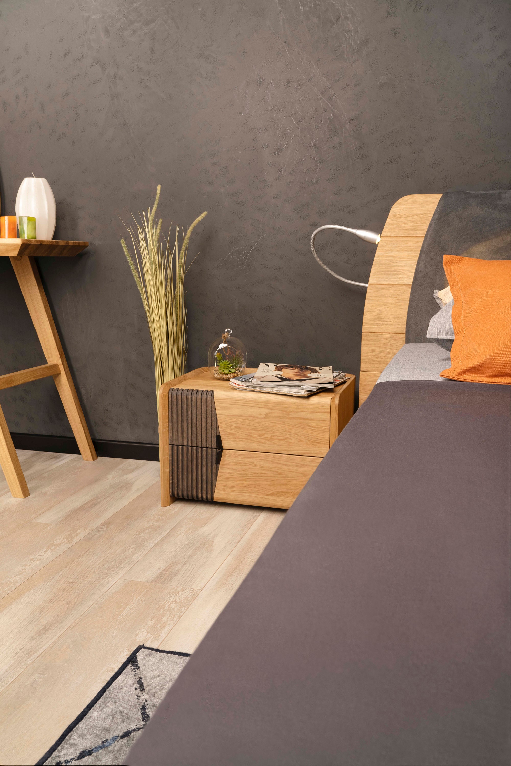 Solid Wood 2 Drawer Bedside Table. Real Oak. the Rounded Lines Etsy