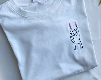 Bordado " Gato Travieso " - Unisex - Camiseta Manga Corta Oversize