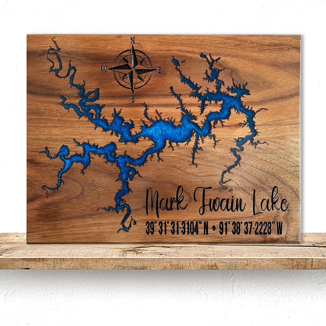 Custom Wood and Epoxy Mark Twain Lake Map - Unique Lake House Decor and Cabin Wall Art. - Etsy