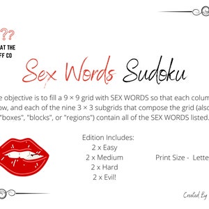 sex words sudoku puzzle printable instant download pdf etsy