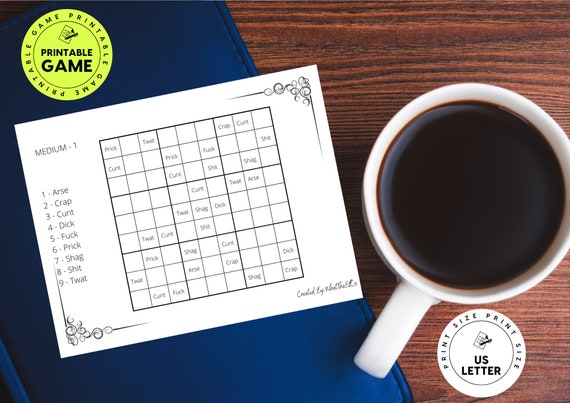 swear word sudoku printable with solution instant download etsy