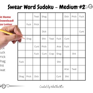 swear word sudoku printable instant download fun for etsy