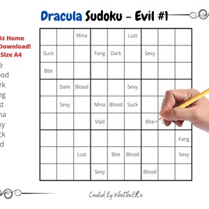 dracula sudoku printable instant download fun for adults etsy
