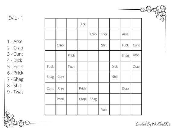 swear word sudoku printable instant download fun for etsy