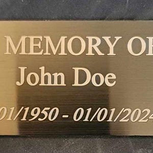 Custom Laser Engraved Metal Name Plate – 4x2 Stainless Steel Memorial Tag w/ Adhesive Backing