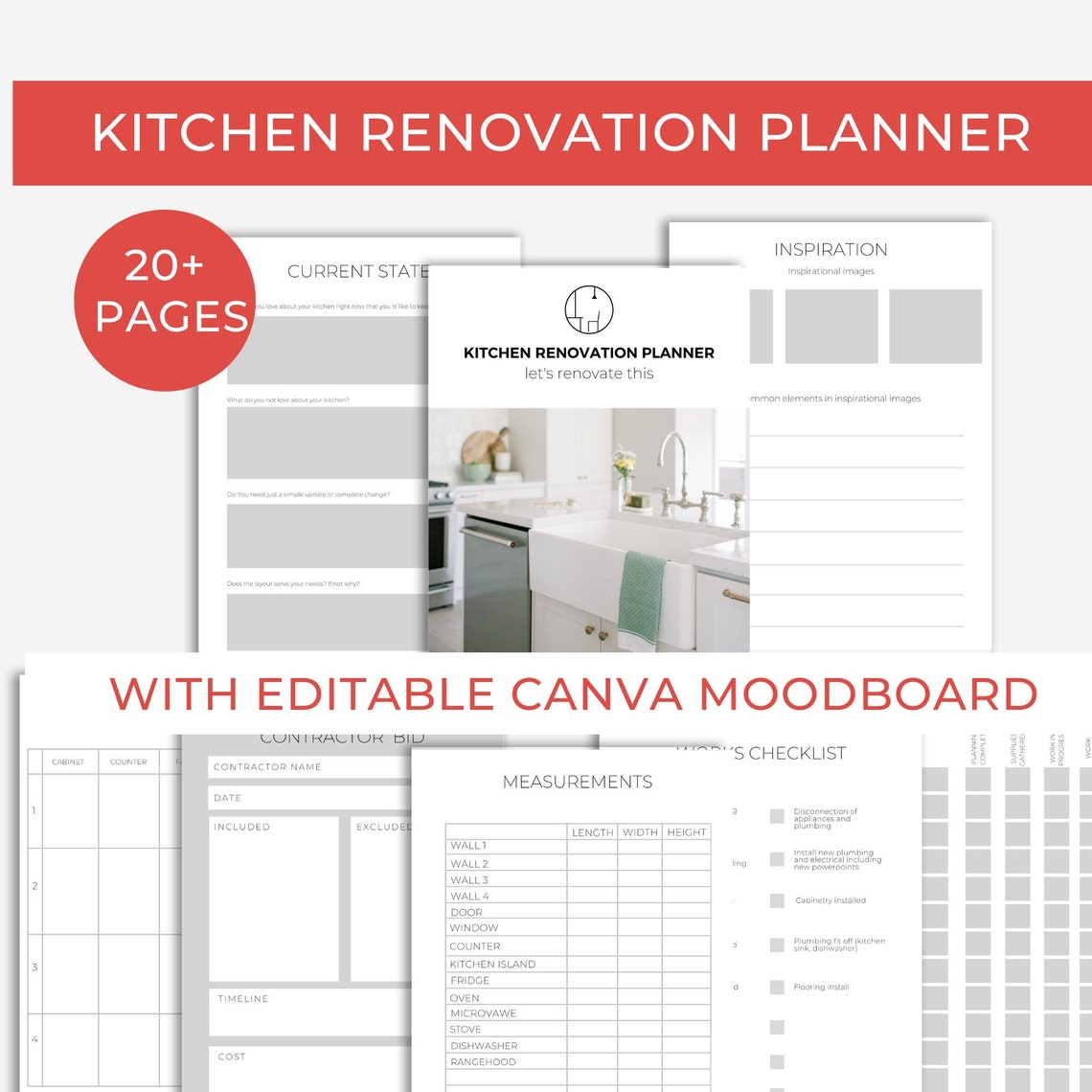 Kitchen Remodel Planner. Decide Your Kitchen Plans and Kitchen Etsy