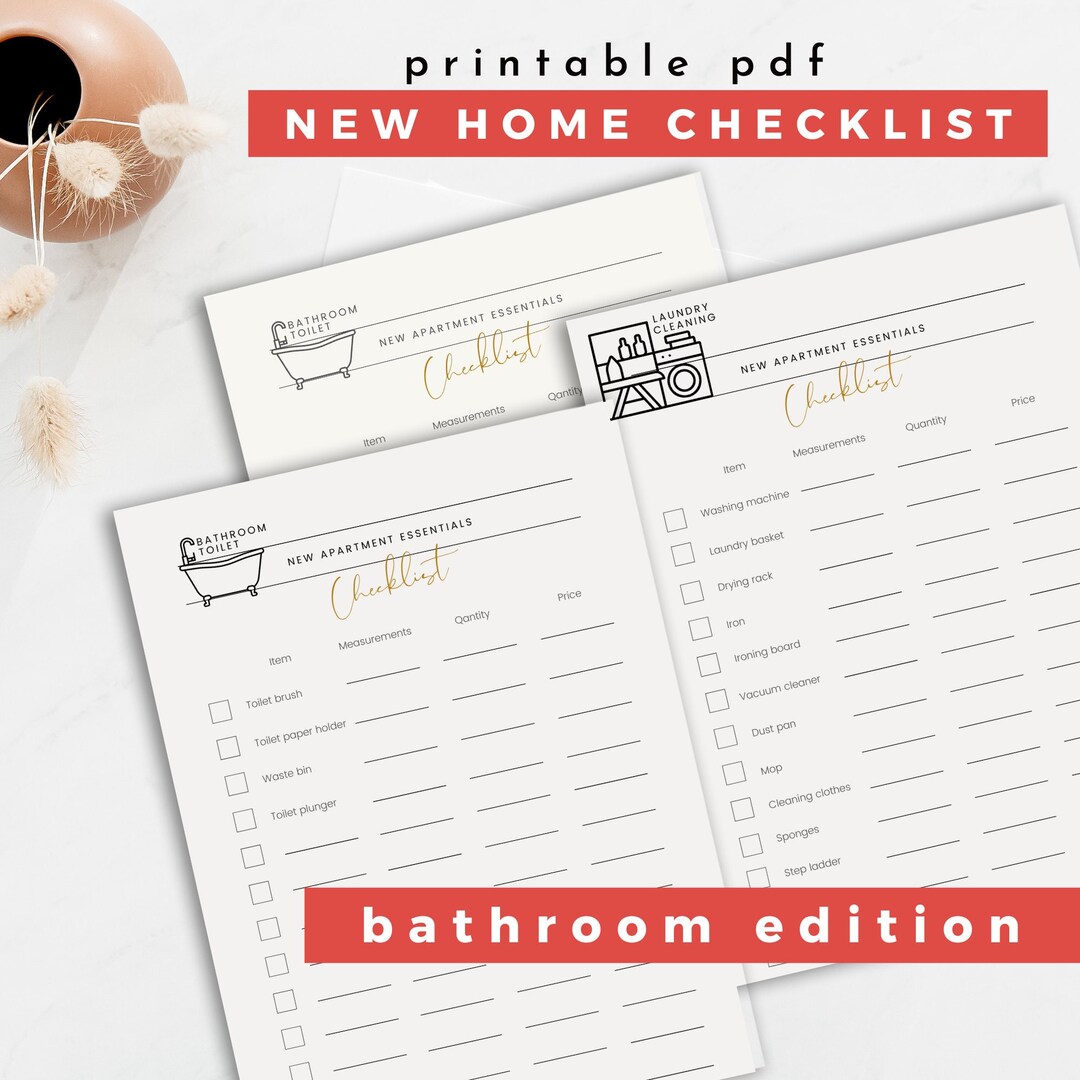 New Home Checklist, Bathroom Essentials, Shopping List to Our Dorm Room