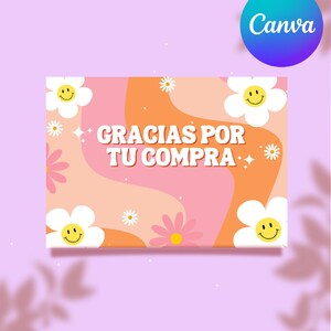 Canva Thank You Card Template - Retro-boho - Canva Order Card - editable - Hippie Thank You Cards