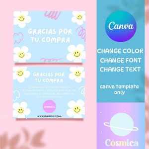 Canva Thank You Card Template - FLORAL - Canva Order Card - Editable - Thank You Cards