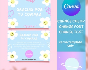 Canva Thank You Card Template - Rainbow - Canva Order Card - Editable ...