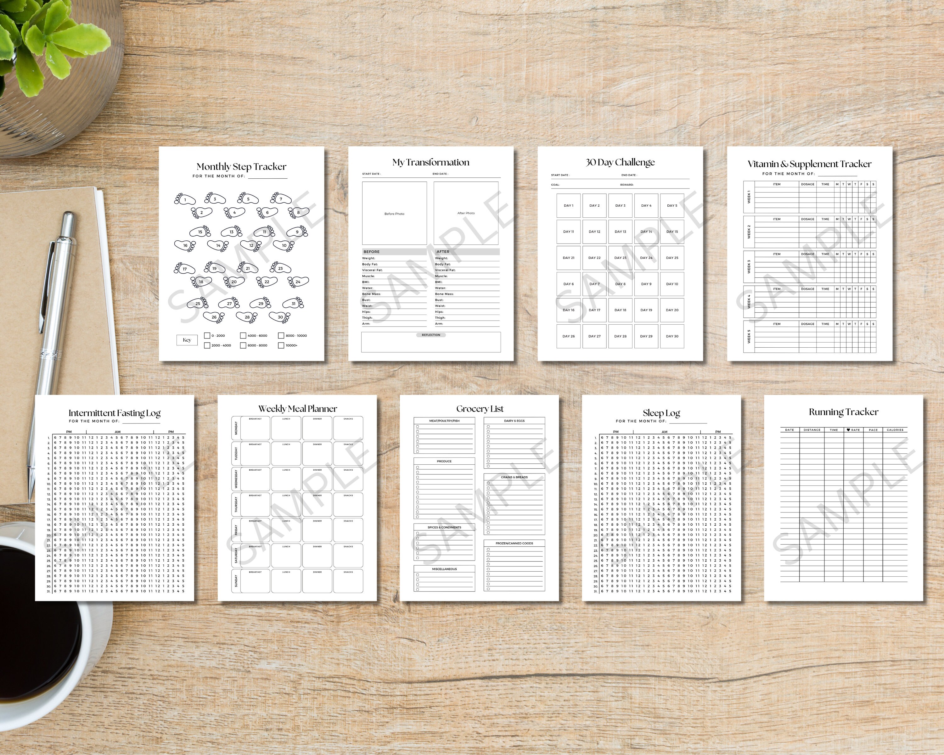Ultimate Fitness Planner Bundle, Printable Fitness Journal, Weight Loss ...