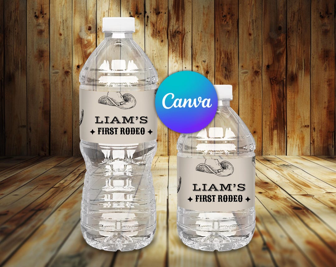 First Rodeo Birthday Party Water Bottle Labels, Western Theme Party ...