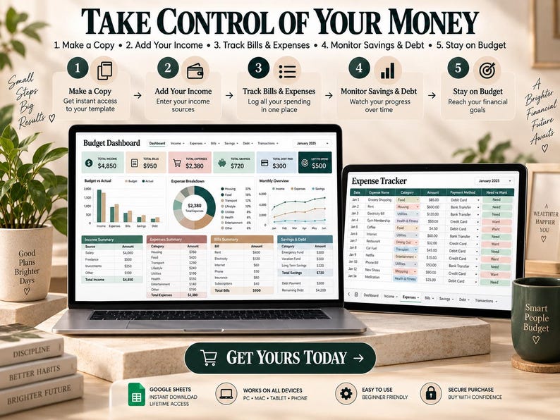 Budget Spreadsheet Google Sheets Template | Monthly Budget Planner ...