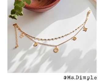 Double Layer dainty 18k gold plated anklet