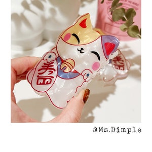 Cute Japanese lucky fortune cat kitty kitten lover kitty hair accessories / hair claw clips
