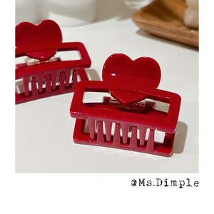 Cute love valentines accessories red heart shaped red heart small hair accessories / hair claw clips