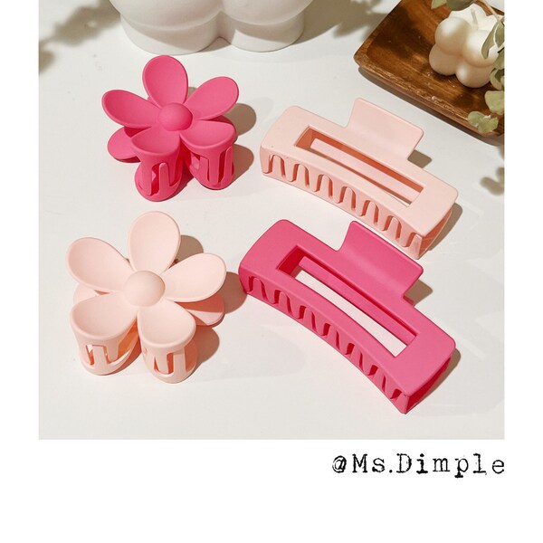 Cute pink flower valentines accessories pink shaped pink flower hair accessories / big pink hair claw clips