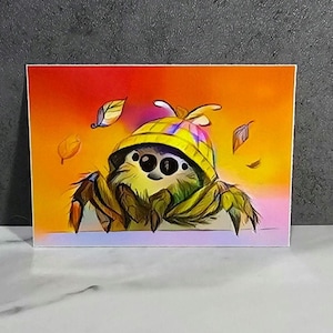 Sticker, Jumping Spider (Happy Fall Jumper), 3 inch Glossy