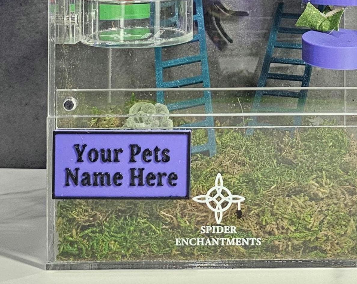 Magnetic, Personalized name sign, for Jumping Spiders, Velvet Spiders, Tarantulas, Mantids, & small reptiles! (2")