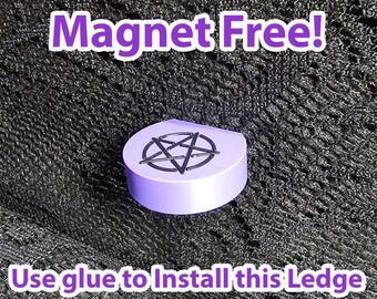 Magnet Free Jumping Spider Small Sling Ledge/shelf, magnetic, with Pentacle design, not magnetic, glue in style