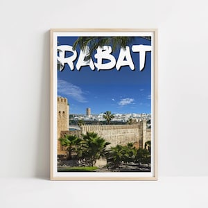 Poster di Rabat – Manifesto stampato della città in stile orientale | Stampa artistica della capitale del Marocco come murale stampato